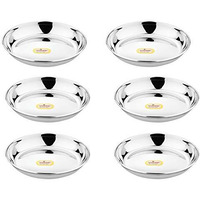 Vinod Stainless Steel Round Beeding Halwa Plate, Set Of 6 Piece (12 Cm Diameter)
