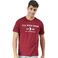 U.S. Polo Assn. Men Cotton Comfort Fit Brand Print I683 Regular Fit T-Shirt - Pack Of 1 (Red Medium)