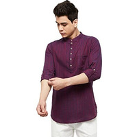 Max Men Striped Short Kurta_Fucstfs2290Stmaroon_M Maroon