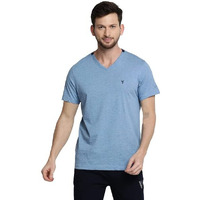 Van Heusen Men's Cotton Athleisure Smart Tech Regular Fit T-Shirt - Easy Stain Release, Anti Stat, Ultra Soft_60001_Sky Melange_M