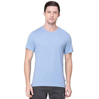 Van Heusen Athleisure Men Regular Fit T-Shirt - Cotton Rich Smart Tech, Easy Stain Release, Anti Stat, Ultra Soft, Moisture Wicking_60021_Sky Melange_L