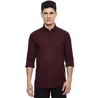 Aditya Birla Van Heusen Sport Men's Solid Slim Fit Casual Shirt (Vssflslbq58202_Maroon 42)