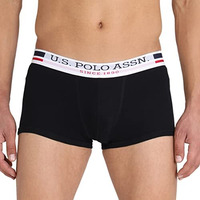 U.S. Polo Assn. Mens Antibacterial Branded Waist I641 Cotton Trunks - Pack Of 2 (Black L)