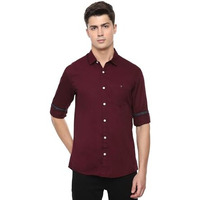 Louis Philippe Men's Cotton Slim Fit Shirt (Lrsfcslpe10483_Maroon, 40