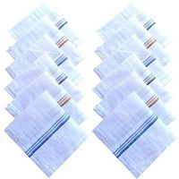 Kuber Industries Cotton 12 Piece Men's Handkerchief Set - White (Ctktc05634) Standard