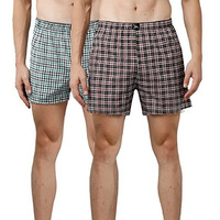 Rupa Jon Checkered Boxer Shorts For Men, 100% Cotton Material, Regular Fit, Dual Side Pocket, Pack Of 2 Assorted