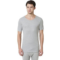 Van Heusen Men Warmtech Thermal Top - Anti Bacterial, Low Neck, Short Sleeve_71032_Ivory_Xl