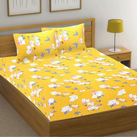 Hashcart Bedsheet For Double Bed Cotton With 2 Pillow Covers, Soft And Comfort Chadar, Bedsheet Size (88X95 Inch)