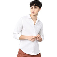 Ketch Cotton Men's Slim Fit Shirt (Khsh000328_White, Large