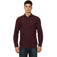 Wrangler Men's Regular Fit Shirts (Wmsh006211_Maroon M)