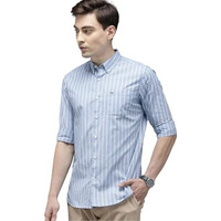 The Bear House Men Cotton Blue Striped Slim Fit Casual Shirt