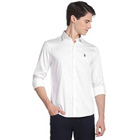 U.S. Polo Assn. Men's Cotton Solid Regular Button Down Shirt (Usshtc0015_White L)