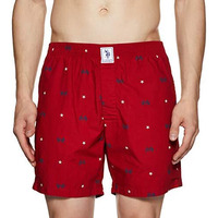 U.S. Polo Assn. Men Comfort Fit Print Cotton I663 Boxers - Pack Of 1 (Red Flag M)