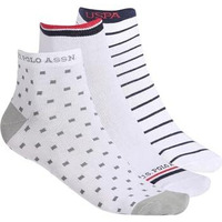 Us Polo Association Men's Cotton Ankle Socks (Pack Of 3) (I646-001-P3-Fs_White_Free Size)