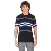 U.S. Polo Assn. Men's Striped Regular Polo Shirts (Ustsh0912_Black M)
