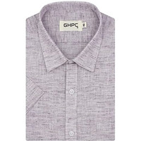 Ghpc Cotton Linen Plain Solid Half Sleeves Regular Fit Formal Shirt For Men (Purple, Fsh204313_42)