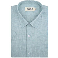 Ghpc Cotton Linen Pin Checks Half Sleeves Regular Fit Formal Shirt For Men (Green, Fsh209118_46)