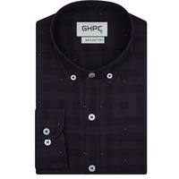 Ghpc 100% Cotton Gingham Checks Full Sleeves Regular Fit Formal Shirt For Men (Wine, Fsf703437_42)
