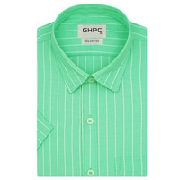 Ghpc 100% Cotton Striped Half Sleeves Regular Fit Formal Shirt For Men (Green, Fsh306918_40)