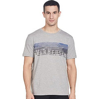 Van Heusen Athleisure Men's Solid Regular Fit T-Shirt (60040_Grey Melange L)