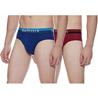 Van Heusen Men's Cotton Briefs (Pack Of 2) (10005_Sodalite Blue, Deep Red-L_Sodalite Blue, Deep Red_L)