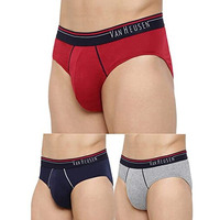 Van Heusen Men's Cotton Briefs (Pack Of 3) (10003_Deep Red, Grey Mel,Dark Navy-L_Multicolour_L)