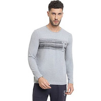 Van Heusen Athleisure Men's Printed Regular Fit T-Shirt (60095_Grey Melange M)