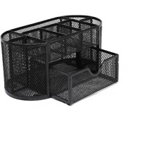 Neomate Metal Mesh Desk Organizer | Durable Office Supplies Caddy with Drawer for Home & Office | Desktop Organizer & Dcor | Black
