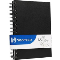 Neomate A5 Spiral Sketch Book | 160 GSM, 60 Sheets | Wiro Bound Artist Drawing Pad for Sketching, Shading, Doodling | Medium Surface for Kids, Adults, School & Office Use