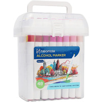 Neomate Alcohol Markers Set | 48 Colors Double-Tipped Chisel & Fine Alcohol-Based Markers | Non-Toxic Art Supplies for Kids & Adults | Ideal for Coloring, Illustration & Art Class | Great Value Pack