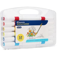 Neomate 12 Pcs Triangle Shape Acrylic Markers Set | Dual-Tip for Drawing & Sketching | Non-Toxic, Ideal for Coloring and Crafts