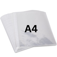 Neomate 60 Micron Document Sleeves | 50 Pcs A4 Transparent Sheet Protectors with 11-Hole Punched for Ring Files | Waterproof Clear Sleeves for Certificates & Documents