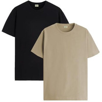 ADRO T Shirts Pack of 2 Mens Tshirts Cotton T Shirts for Men Tshirt T-Shirts Combo T Shirts Tshirts for Men Plain Solid Tshirts Black Beige Tshirt for Men RCM2-PLN-BL-BE-2XL