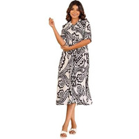Leriya Fashion Women Rayon Below The Knee Western Casual Dress (LF-WD1193-01_Black_XL)