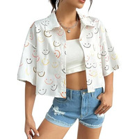 Leriya Fashion Oversized Corp Shirt for Women | Crop Shirt for Women Stylish Western | Short Shirt for Women (X-Large, White)