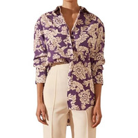 Leriya Fashion Women's Floral Regular Fit Shirt (LF-W1654-01_Purple XL)