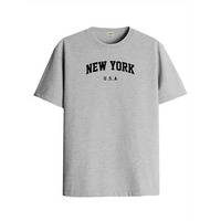 ADRO Mens New York Printed Tshirt for Men - Premium Cotton T Shirt for Men - Urban Stylish T-Shirt in Regular Fit Grey T-Shirt |RN24-NEW-GR-L