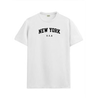 ADRO Mens New York Printed Tshirt for Men - Premium Cotton T Shirt for Men - Urban Stylish T-Shirt in Regular Fit White T-Shirt |RN24-NEW-WH-M