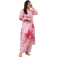 GoSriKi Women's Rayon Viscose Straight Printed Kurta with Pant (Susan Pink-GS_XXL_Pink_XX-Large)
