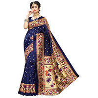 Yashika Women's Art Silk Saree With Attached Blouse (Sdpl-Matwali_Blue_Free Size_Navy Blue)