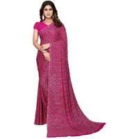 Yashika Women's Trendy Georgette Pink Color Saree with Blouse Material(SAHITA PINK)