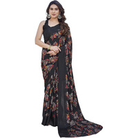 Yashika Women's Elegant Chiffon Saree Set with Matching Blouse - Unveiling Timeless Style and Grace in Every Draped Detail! Perfect for Special Occasions (AZ-YS-P1-SHALINI BLACK)