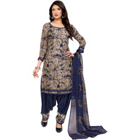 Yashika Women's Printed Dress Material - Unstitched Crepe Fabric Kurti, Pants & Dupatta Set (AZ-YS-P1-ADDA BLUE)