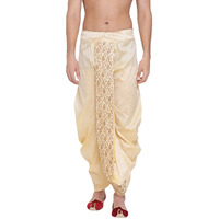 VASTRAMAY VM Mens Silk Blend Gold Dhoti - Comfort, Classic Design for Festivals & Ceremonies_VASMDT006GO