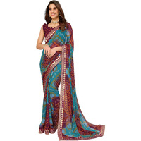 Yashika Women's Woven Latest Georgette Saree with Lace and Blouse Material (AZ-YS-P1-AACHAL-KORAM-Parent_Brown)