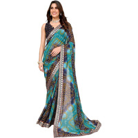 Yashika Women's Woven Latest Georgette Saree with Lace and Blouse Material (AZ-YS-P1-AACHAL-KORAM-Parent_Rama)