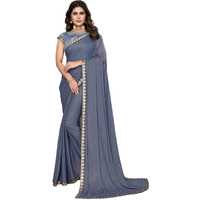 Yashika Women's Trendy Lycra Blend Grey Color Saree with Blouse Material(AARIYA GREY)