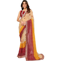 Yashika Women's Woven Latest Georgette Saree with Lace and Blouse Material (AZ-YS-P1-AACHAL-KORAM-Parent_Chiku Maroon)