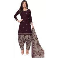 Yashika Women's Unstitched Cotton Blend Salwar Suit Printed Material For Women(ZORA BROWN)