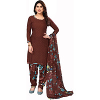 Yashika Women's Crepe Printed Unstitched Salwar Suit Dress Material With Dupatta(NEW-COFFEE FLOWER)